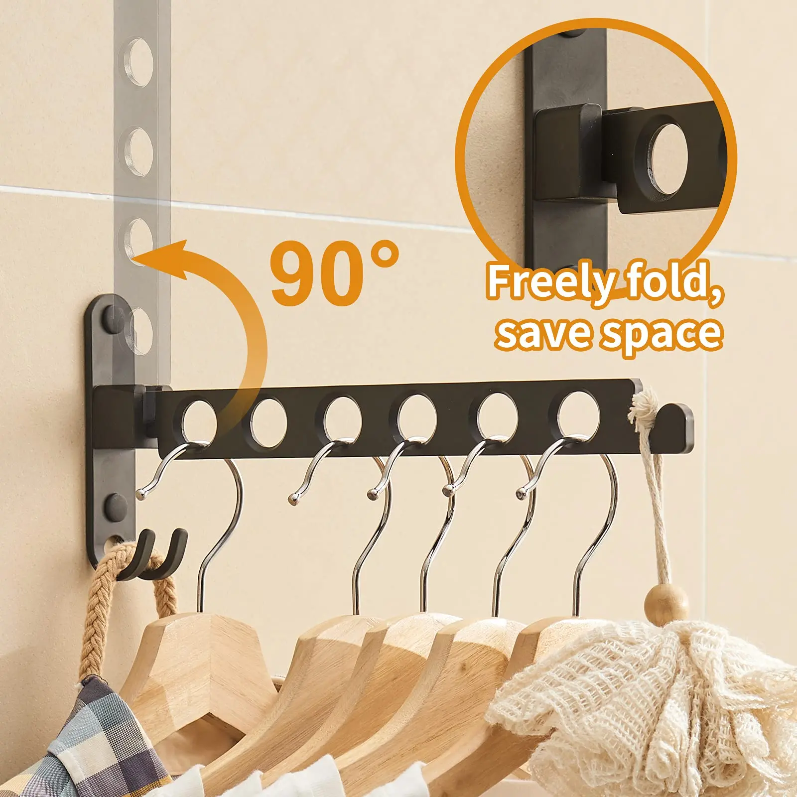 Retractable Folding Wall Hanger Folding Clothes Hanger Rack Clothes Storage Organizer Laundry Hanger Sturdy Hanging Dryer Rack