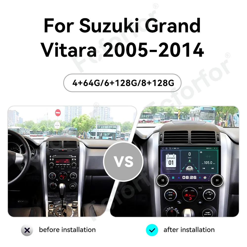 Ultra Large Full HD Touch Display 11.5 Inch Android 15 Upgraded Car GPS Media Stereo Head Unit For Suzuki Grand Vitara 2005-2014