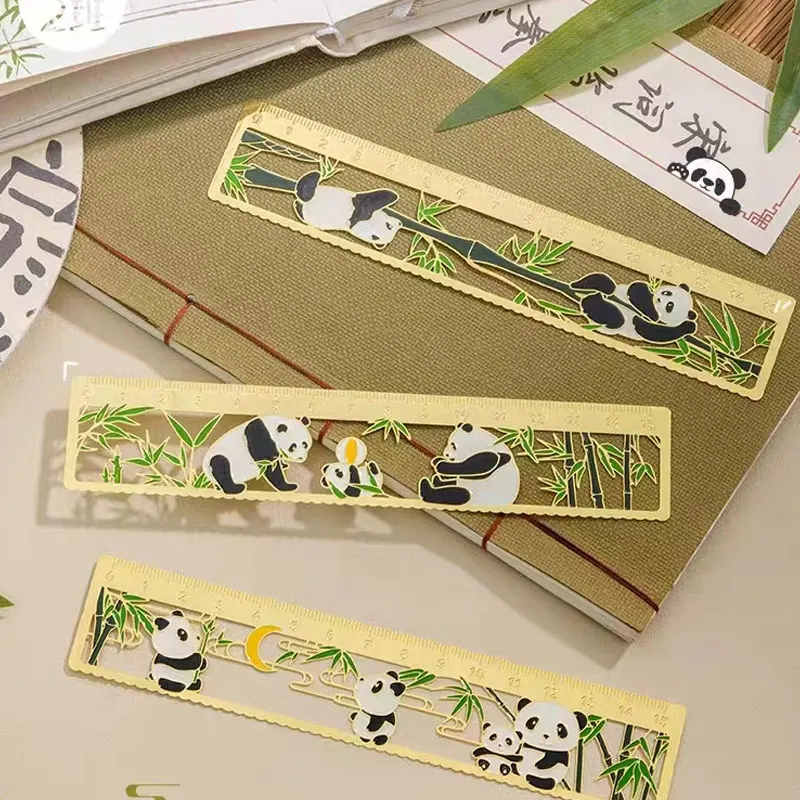 

1Piece Stainless Steel Cute Panda Ruler As Bookmark Metal Cutting Scrapbook Album Paper Measuring Tool School Office Supplies