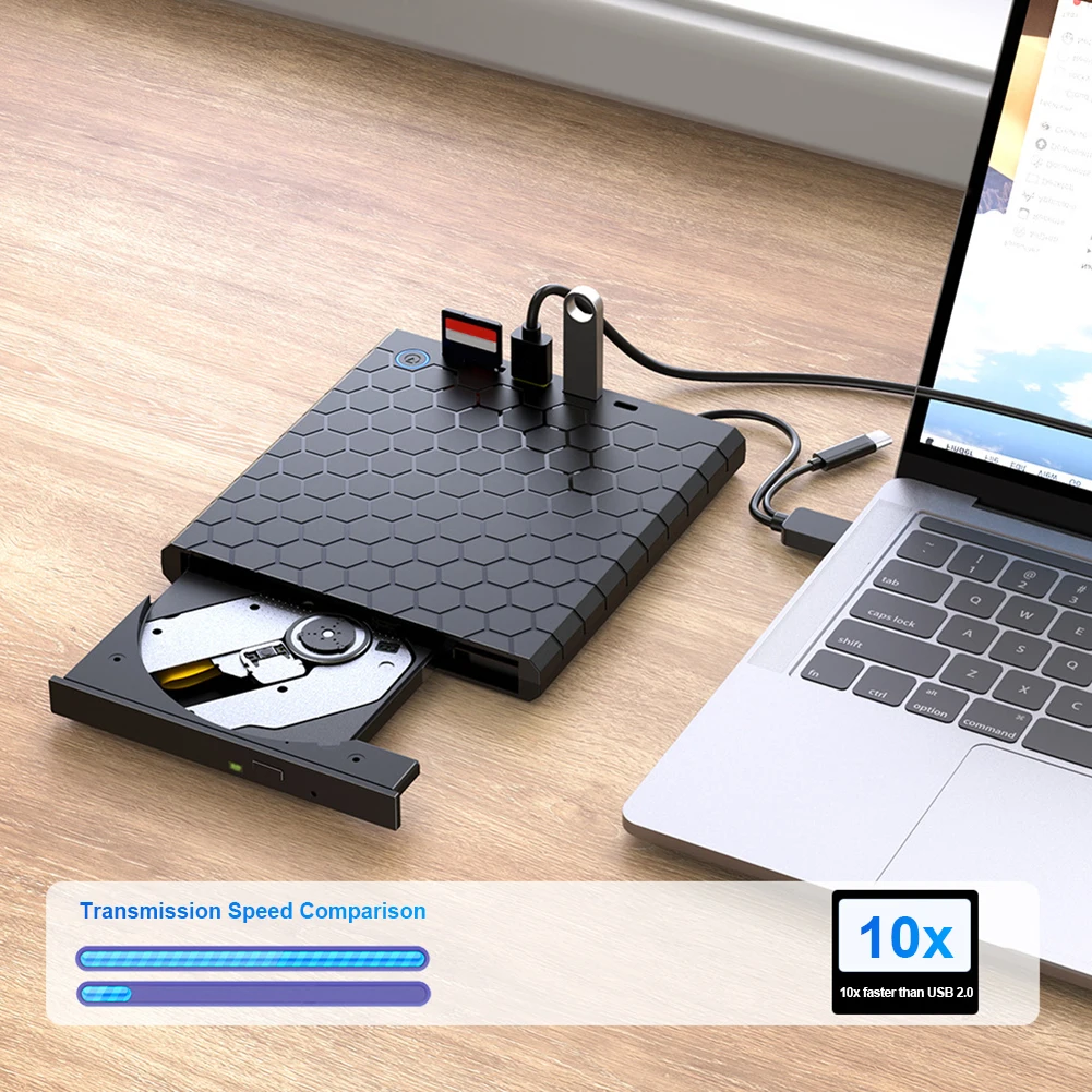 

DVD-привод, плеер, оптический привод USB 3.0 Type-C с слотами SD/TF, записывающее устройство для компакт-дисков, концентратор USB3.0, TF-считыватель для ПК, ноутбука, планшета