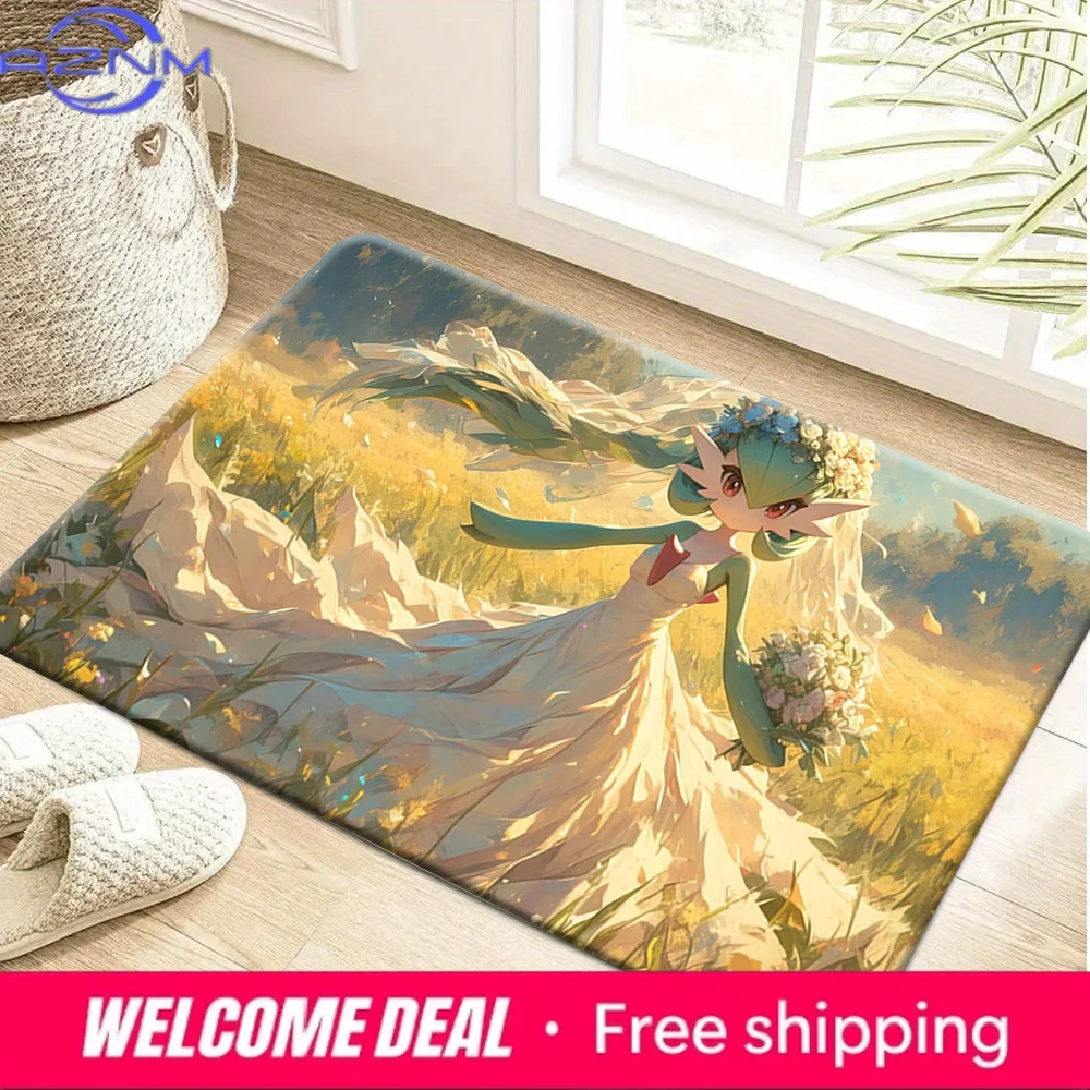 Bride Gardevoir Wedding Dress Flower Meadow Print Soft Non Slip Absorbent Home Decor Doormat Floor Entrance Rug