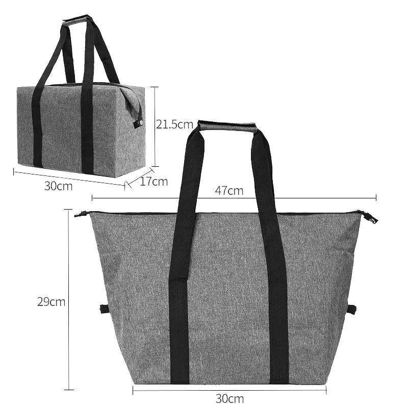 Zusammenklappbare Kühltasche, große Kapazität, Eisbeutel, für den Außenbereich, tragbare Aluminiumfolie, Frischhalte-Picknicktasche, multifunktionale Einkaufstasche – Detail 5