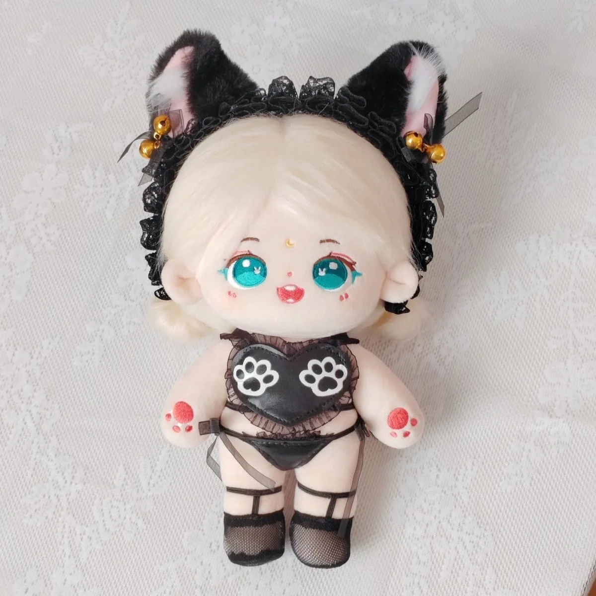 

Хлопковая кукольная одежда 20 см, черно-белый комплект из 5 предметов с диким котенком