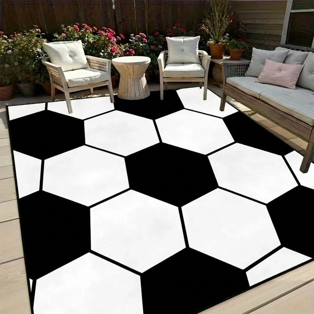 Oversized Square Floor Rug for Living Room, Outdoor Parties and Family Gatherings, Extra Large Mat for Doorway and Bathroom, Non-Slip PVC Bottom, Elegant Printed Pattern