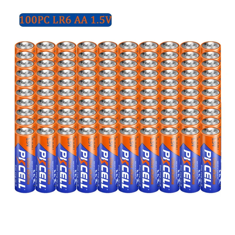 100PC MN1500 LR6 Battery E91 AM3 1.5V Double A AA Alkaline Batteries 10-Years for Keyboards Clocks Toys Remote Controls