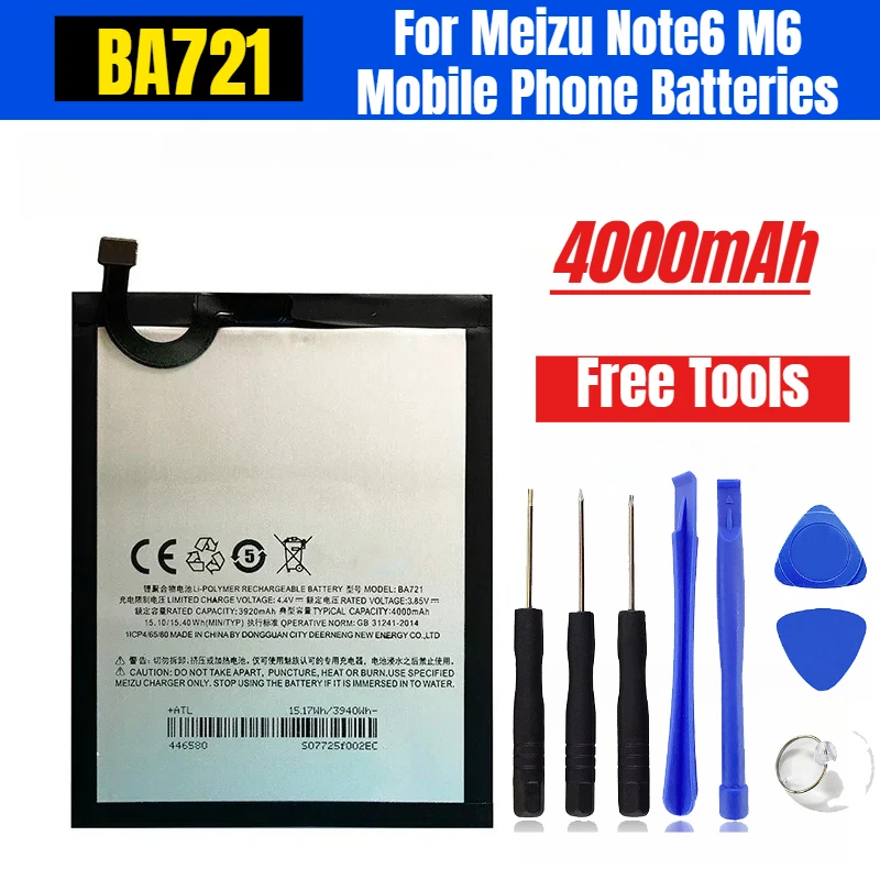 

4000mAh BA721 High Quality Replace Battery for Meizu Note6 M6 Mobile Phone Batteries