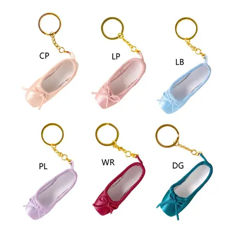 39BD Ballet Inspired Keys Chain Satin Pointe Shoes Pendant Cute Keychain Satin Alloy Material Keyrings for Dance Enthusiasts