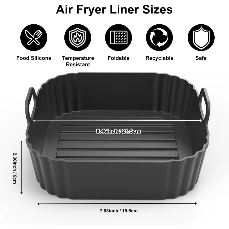 Round Silicone Air Fryer Liner Non-stick Baking Tray Household Reusable Silicone Mat Easy Clean Oven Airfryer Cooking Accessory