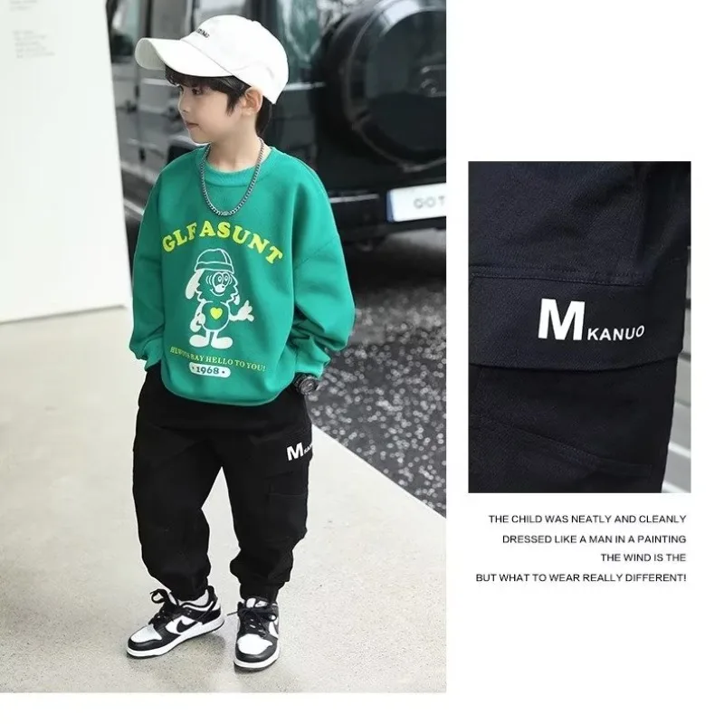 Spring & Autumn Boys Pants 2023 New Children Cargo Pants Sport Casual Pants Teenage Fashion Versatile Pockets Cargo Pants