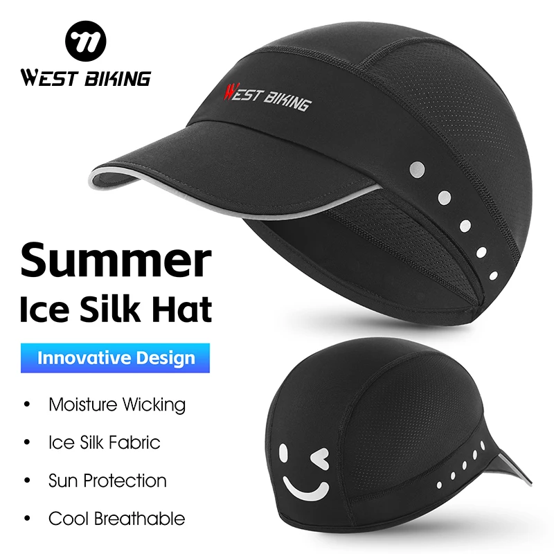 

WEST BIKING Cycling lce Silk Hat Motorcycle Helmets Liner Hat Sweatproof Visor Reflective Brim Mesh Fishing Caps Bike Hat Summer