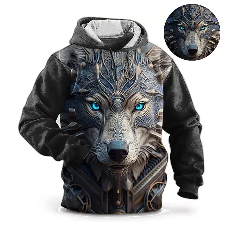 Animal Hoodie For Men Wolf Print High-Quality Men's Pullover Autumn Fashion Top Street hoodie Designer Long Sleeved Sportswear