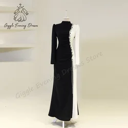 Giggle Evening Dresses O-Neck Ruched Beading Sexy Straight Long elegant Fashion Formal Saudi evening gala dress for women 2024