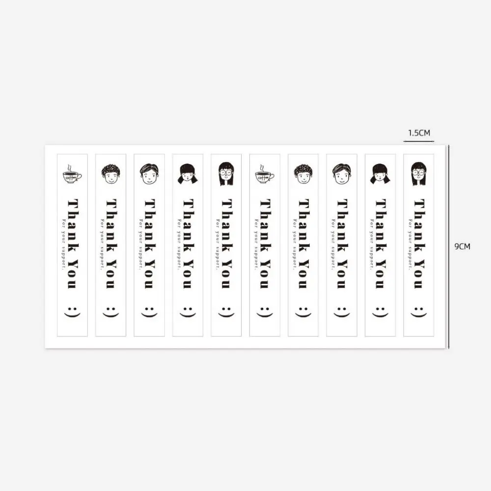 100Pcs/10 Sheets Thank You For Your Support Milk Tea Sticker Small Business Rectangle Seal Label Self-Adhesive