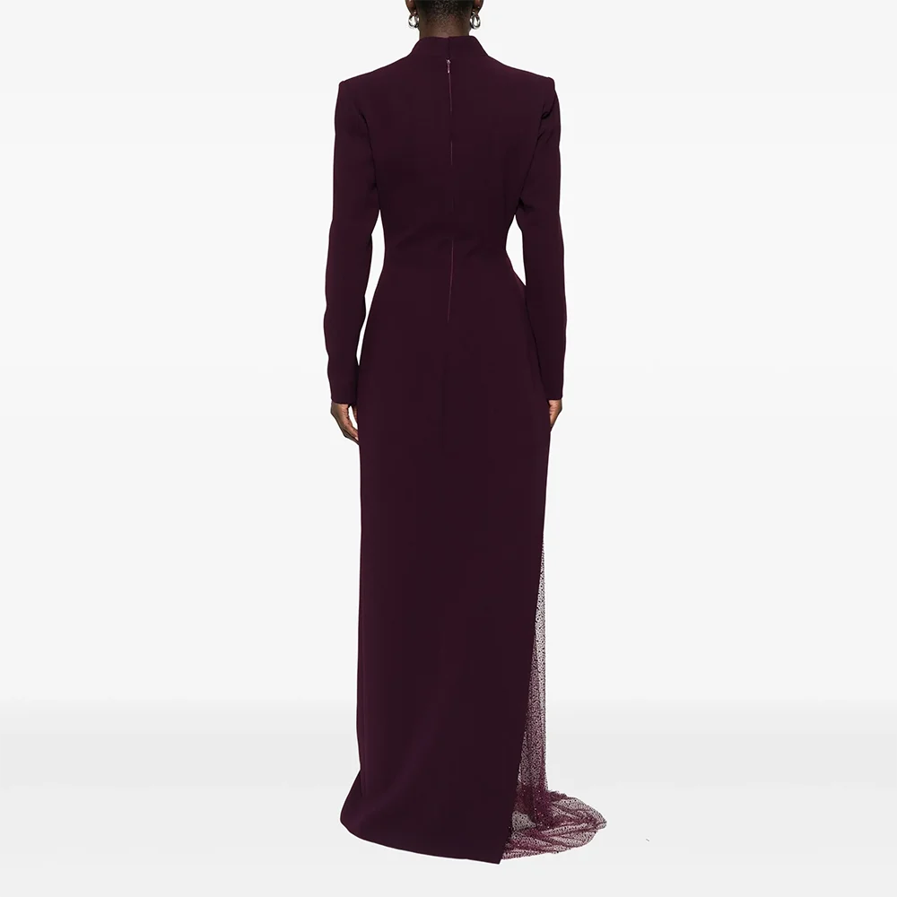 Op maat gemaakte lange mouwen lange avondjurken Elegante formele gelegenheid galajurken Crystal 2025, vloerlengte galajurken