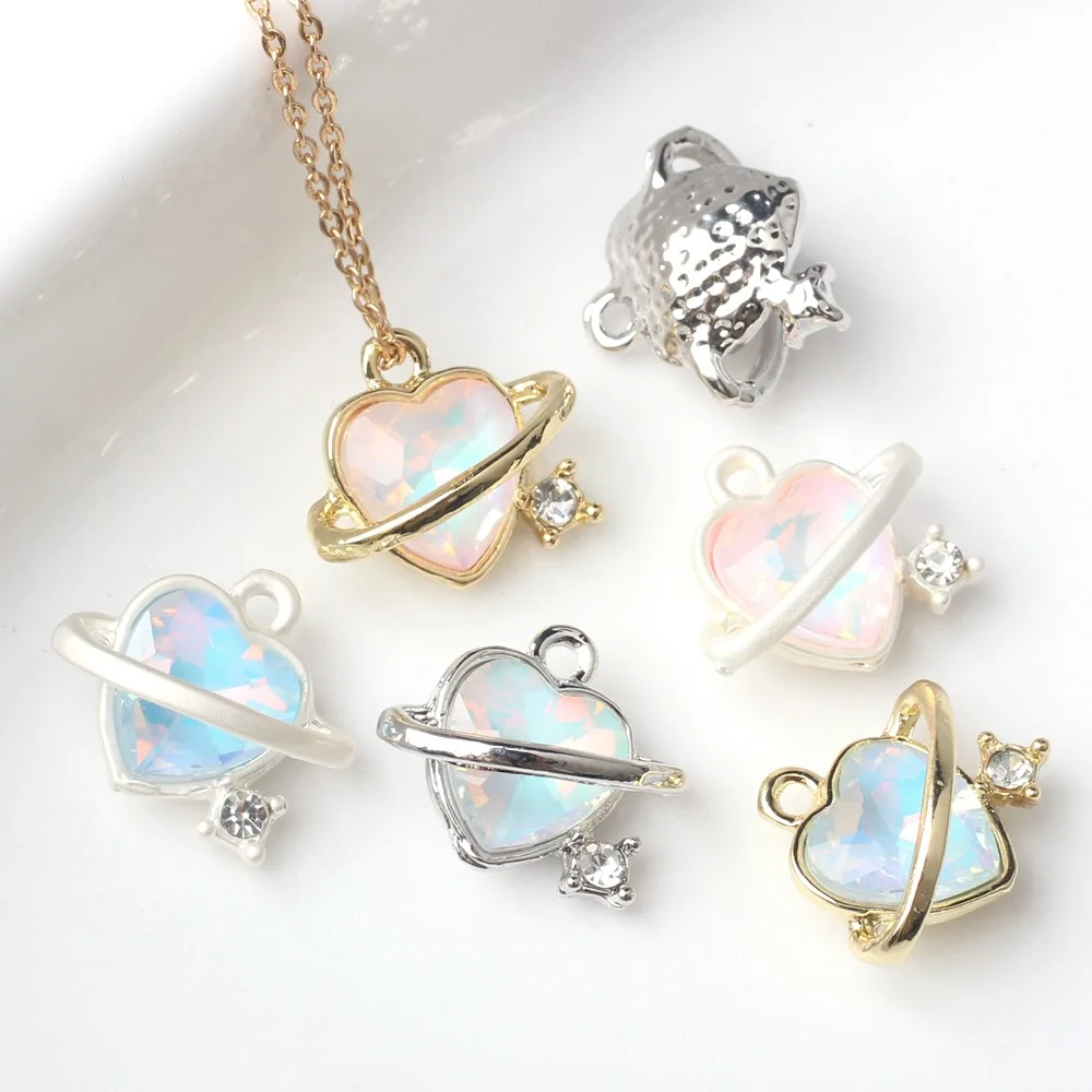 10 Pieces/bag Simplicity Alloy colorful surround Love Pendant DIY Bracelet Necklace Accessories