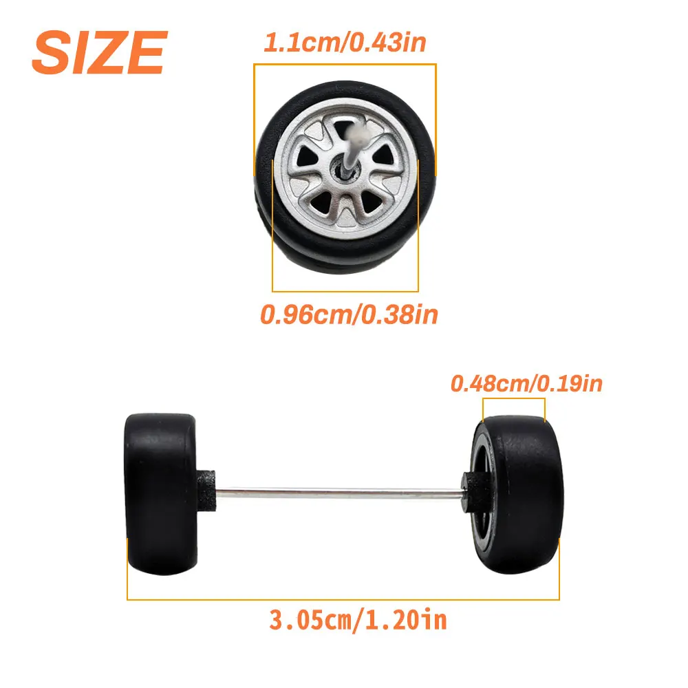 Kicarmod 1/64 Model Car Detachable Wheels with Rubber Tires Refitting Parts for Diecast Toy Matchbox D:11mm 1 Set