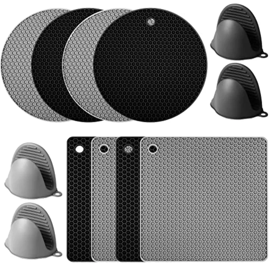 

Упаковка из 12 силиконовых ковриков для подставки с силиконовыми прихватками для духовки, нескользящие держатели для кастрюль, термостойкие подушечки для подставки для приготовления пищи для кухни