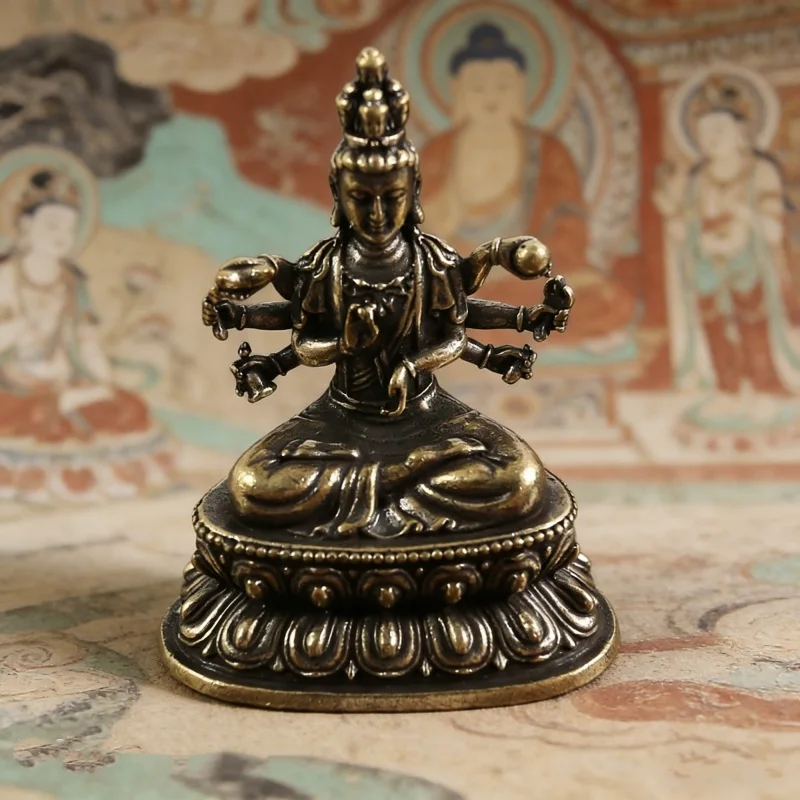 Antique Copper Green Tara Buddha Statue for Wealth 2026, Small Tantric Buddhism Figurine, Home Office Desktop Decor