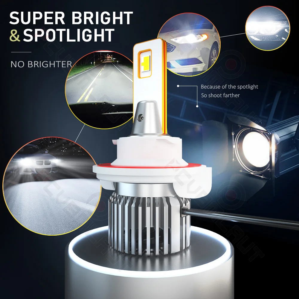 CHUSYYRAY 2PCS Car lights 9008 Super Bright LED Headlights High Low Beam Fog Light Bulb White 6000K Minisize Car accsesories