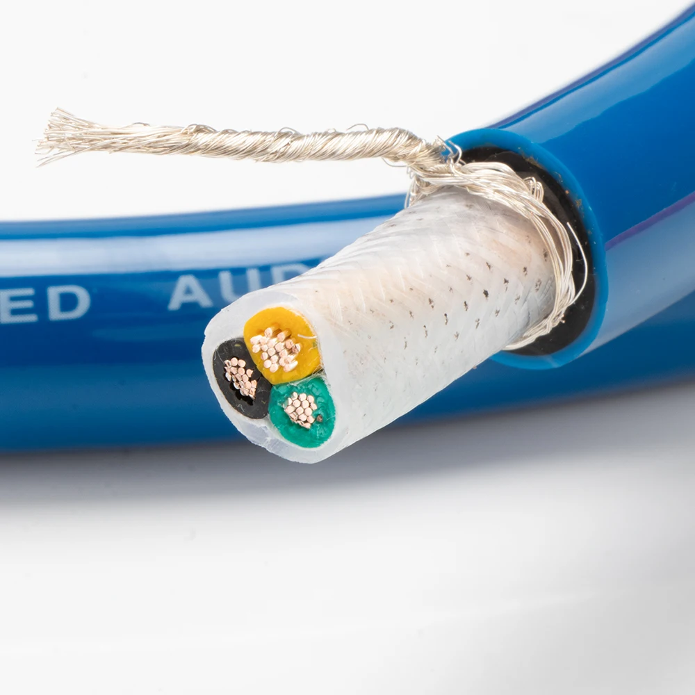 1Pcs D515 Hifi Performance DIY Power cable EMC shielded OFC silver plated power bulk cable