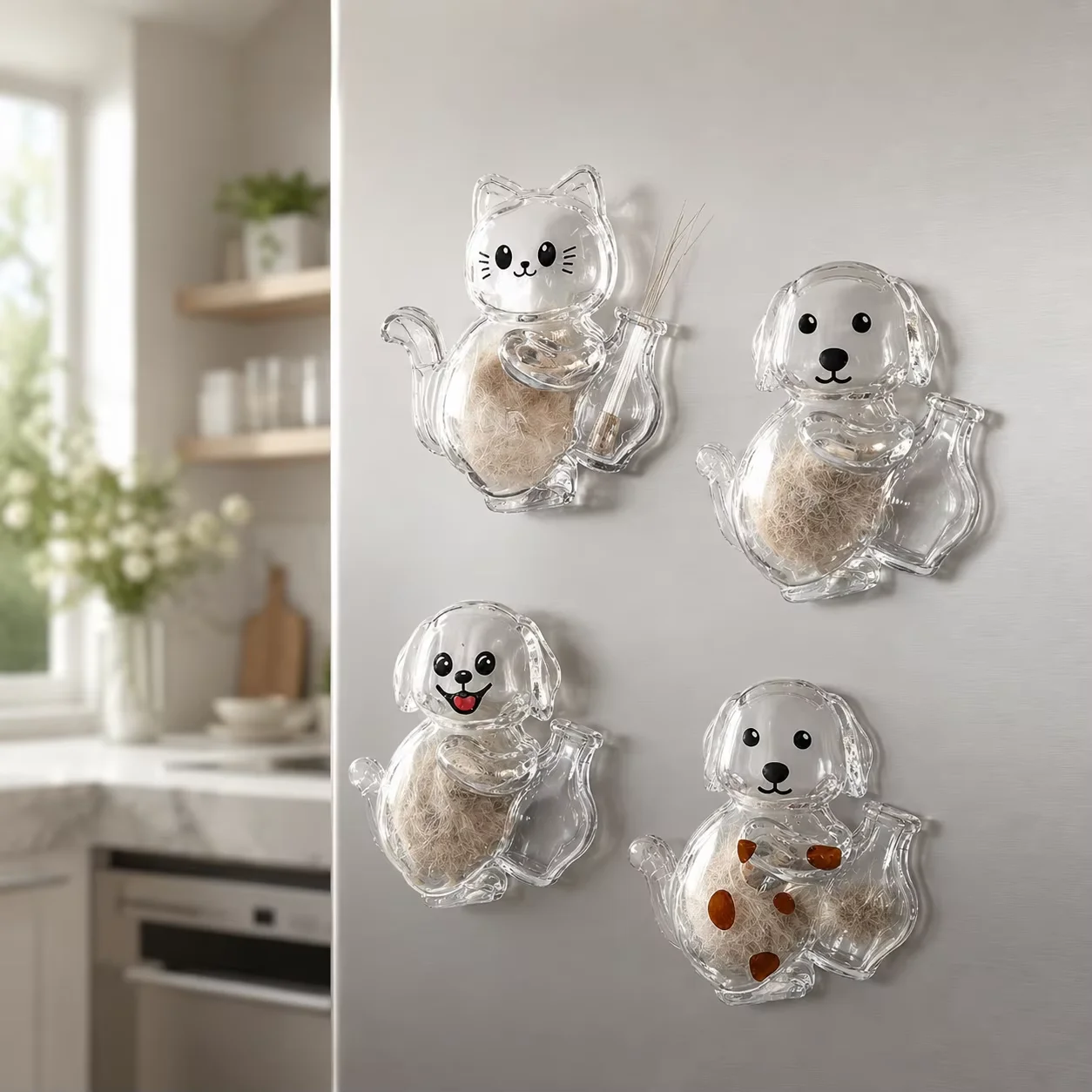 1-5pcs Cute Pet Hair Collection Fridge Magnet, Clear Dog/Cat Storage Hair Keepsake Capsule Whiskers Fur Collector Fridge Magnet
