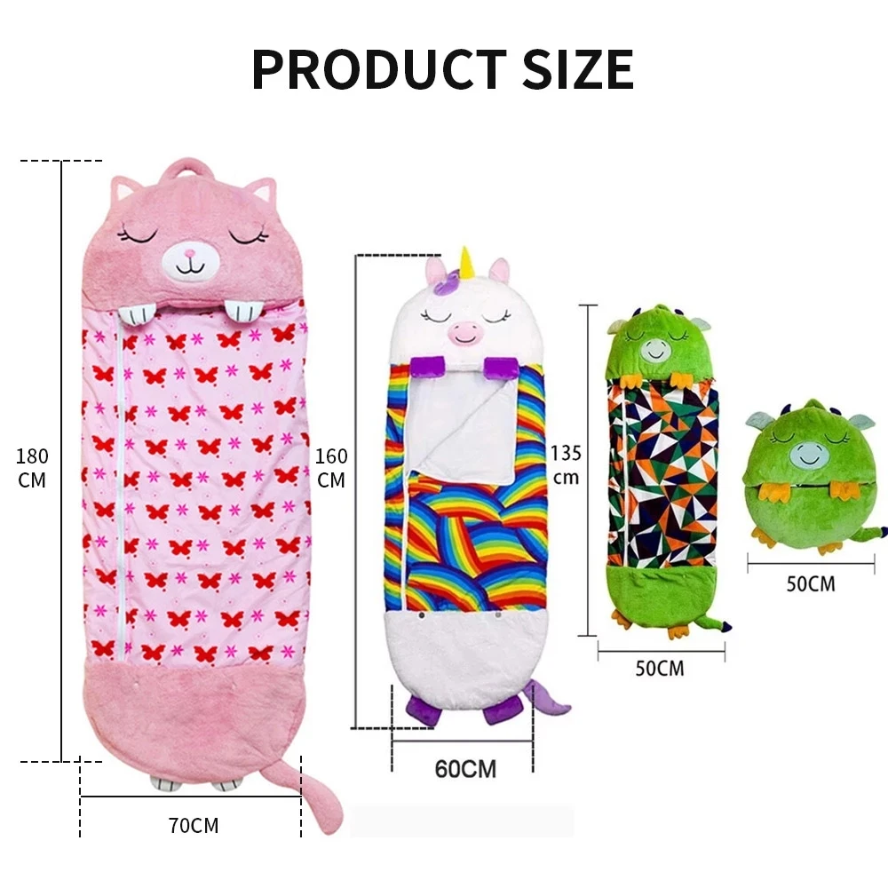 Children's Sleeping Bag Kids Cartoon Sleepsacks Plush Doll Pillow Boys Girls Baby Animal Sleep Sack For Birthday