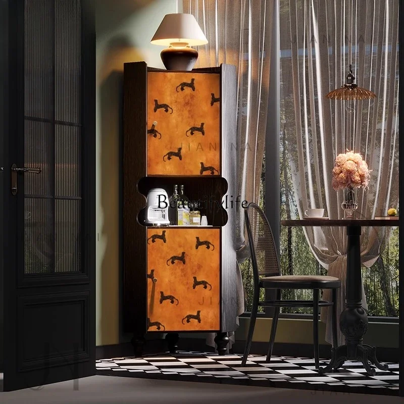 

0 French Retro Style Restaurant Solid Wood Triangle Cabinet Living Room Corner Storage Cabinet