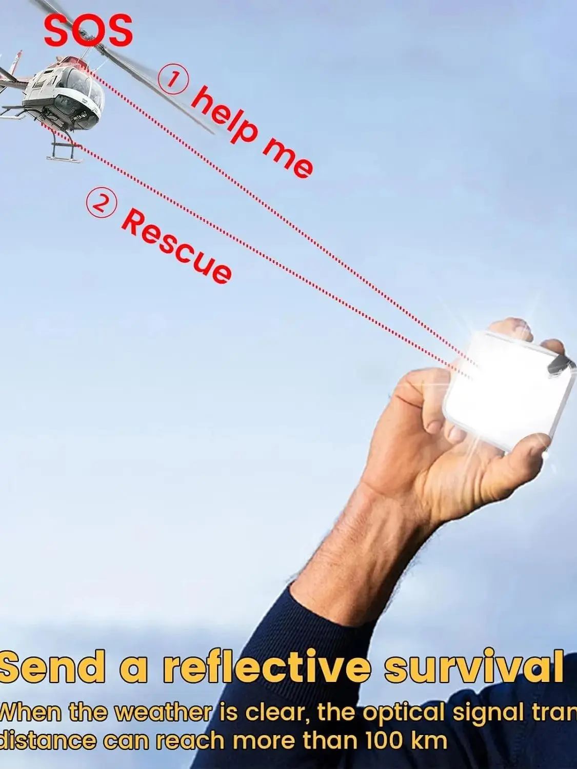 Polowanie na świeżym powietrzu Survival Signal Mirror Reflektor światła słonecznego do uprawiania turystyki pieszej Camping Awaryjna pierwsza pomoc Statek morski Tratwa SOS — zdjęcie 2