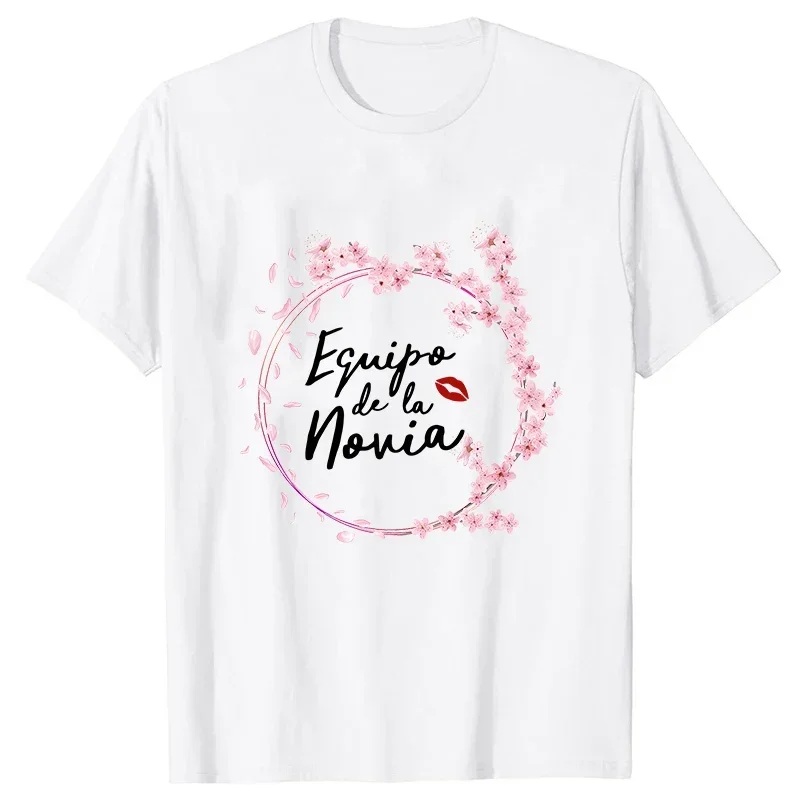 

Spanish Team Bride Squad T-shirt Bachelorette Party Tshirt Bridal Wedding Future Bride To Be Tees Flowers Short Sleeved Tops