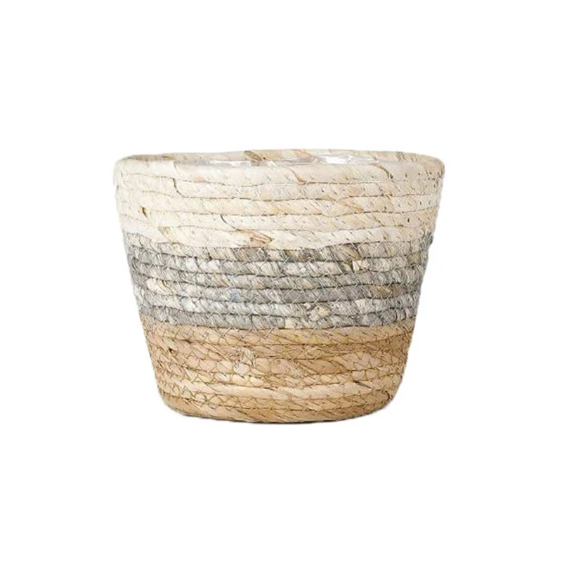 Straw Weaving Flower Basket, Grass Planter, Indoor and Outdoor Pots, Containers for Plantable Plants