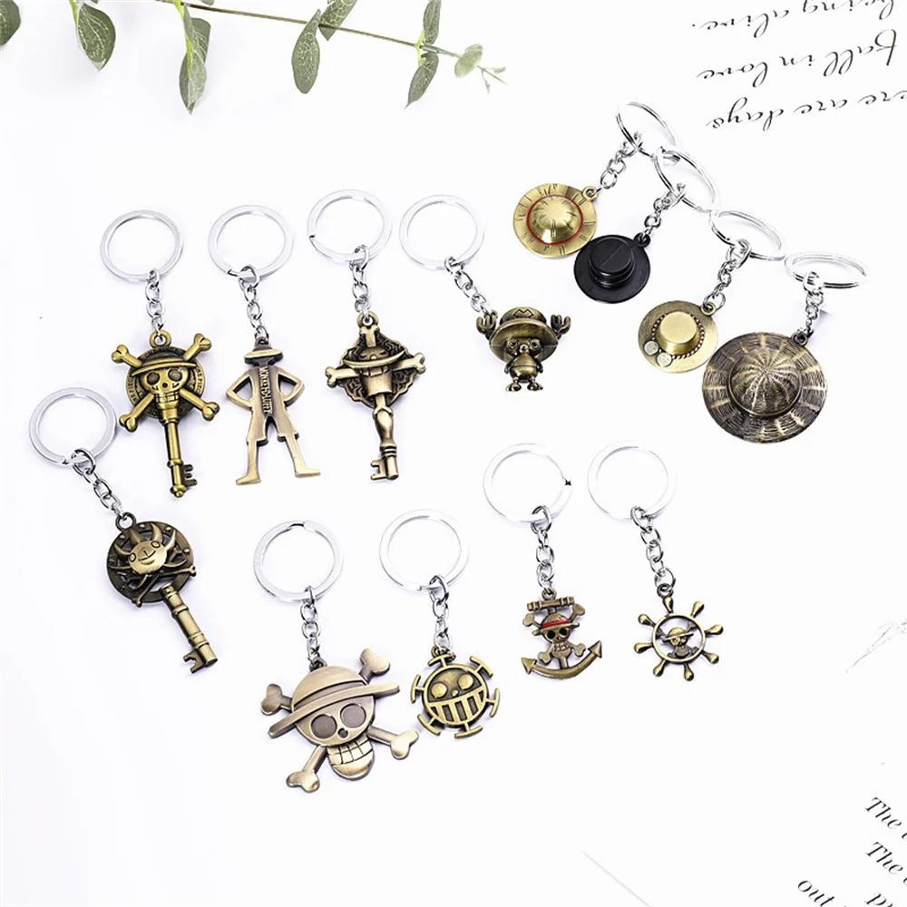 2022 Creative Metal Keychain One Piece Hat Anchor Pendant Car Keyring For Men Women Kid Gift Jewelry Couple Key Ring llaveros