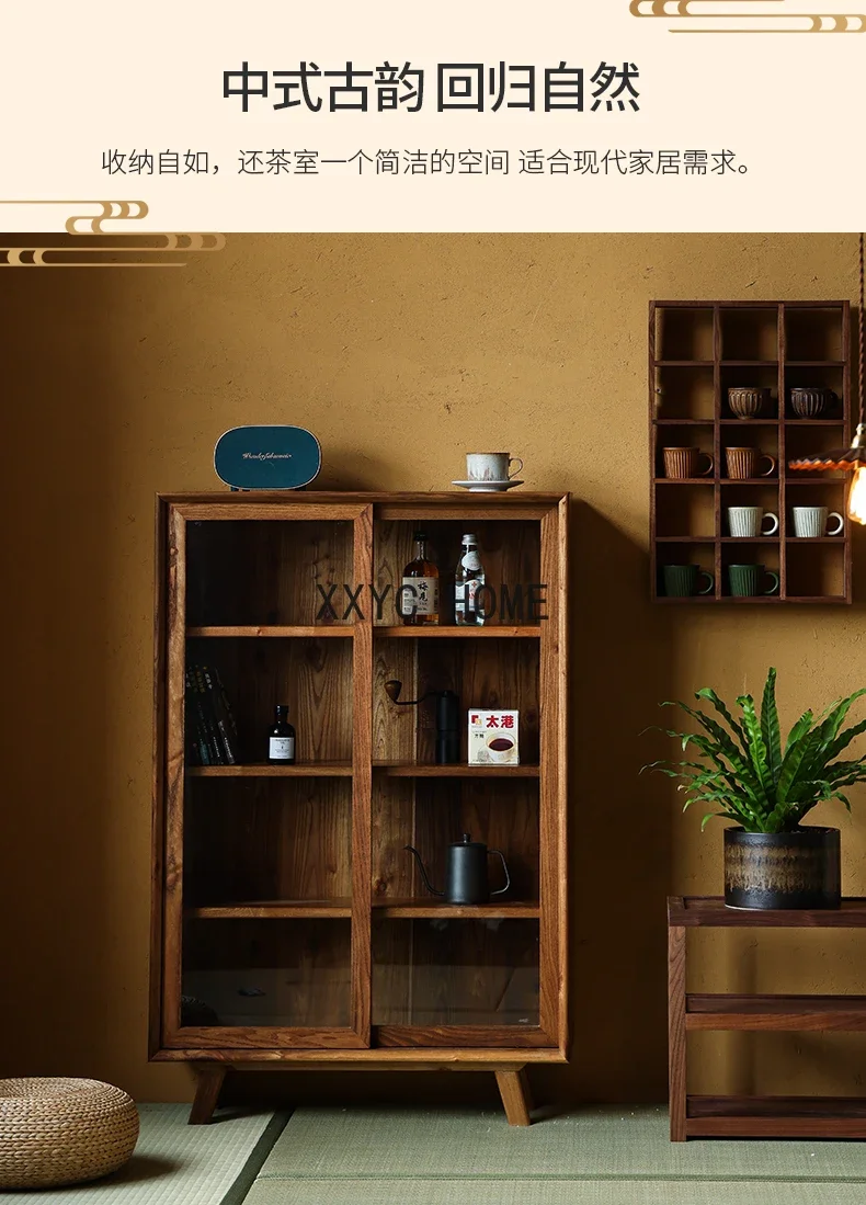 Solid Wood Display Sideboard Cabinet Vintage Chinese Tea Furniture  Cabinet Tea Table Home Storage