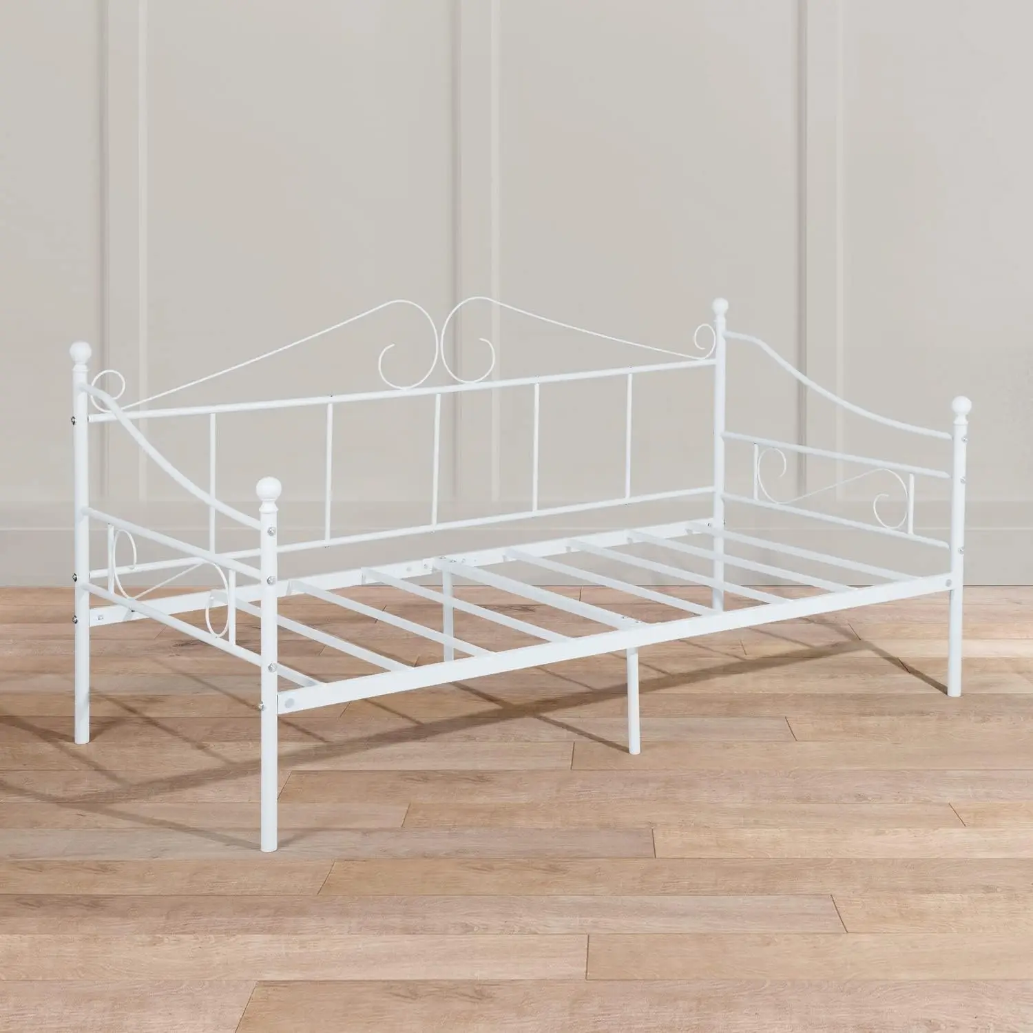 Sofá Cama Metálica Diván Camas Individual Esc Iyo Marco de Cama Hierro Forjado para Adultos, para Colchón de 90*190 cm, Bl