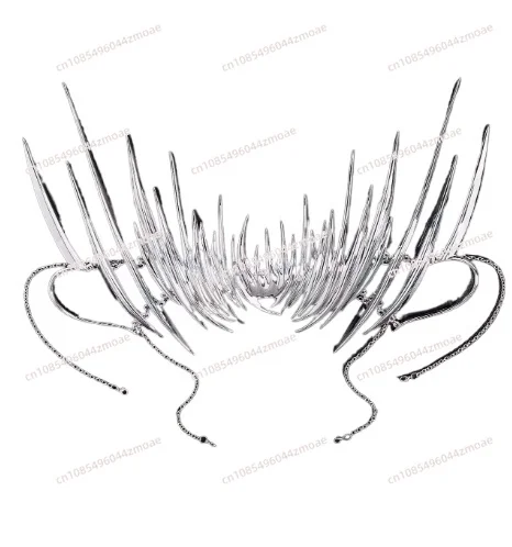 

Крупная Асимметричная Серебряная маска в стиле киберпанк с шипами, украшение для лица в стиле унисекс
