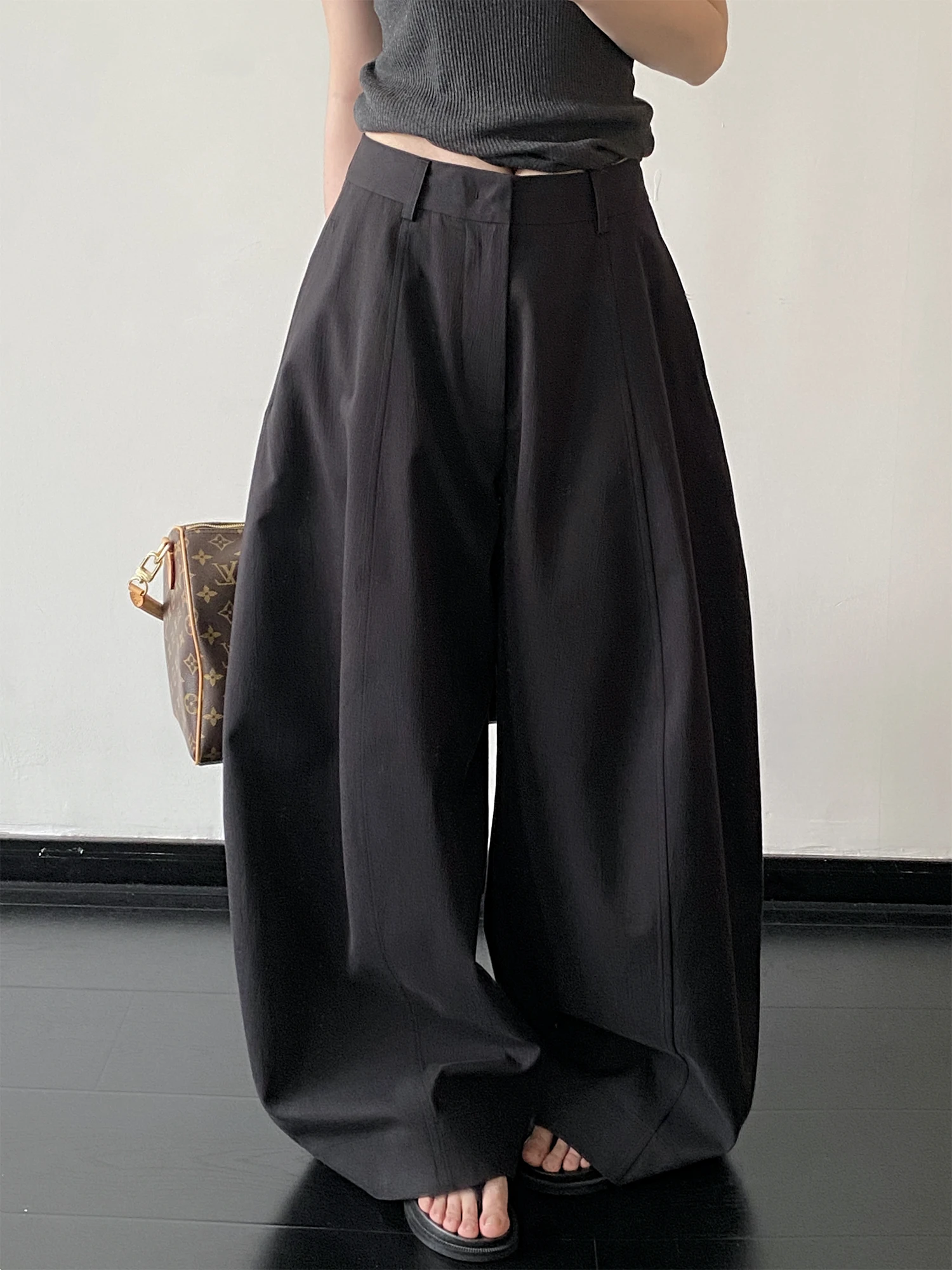 

SunYeo Quantity Sensation Fuyu Long Pants 3D Silhouette Texture Versatile Casual Wide Leg Trousers for Women Commute Style