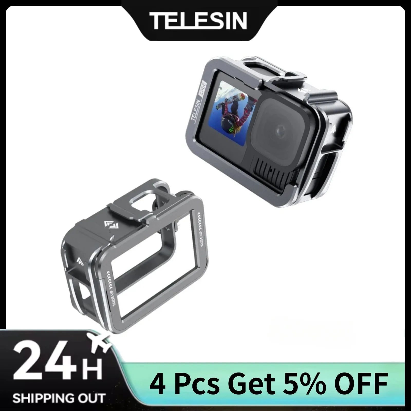 

TELESIN Protective Frame Case for Gopro Hero 13 12 11 10 9 Lightweight Dual Cold Shoe Combo Frame Action Camera Accessories