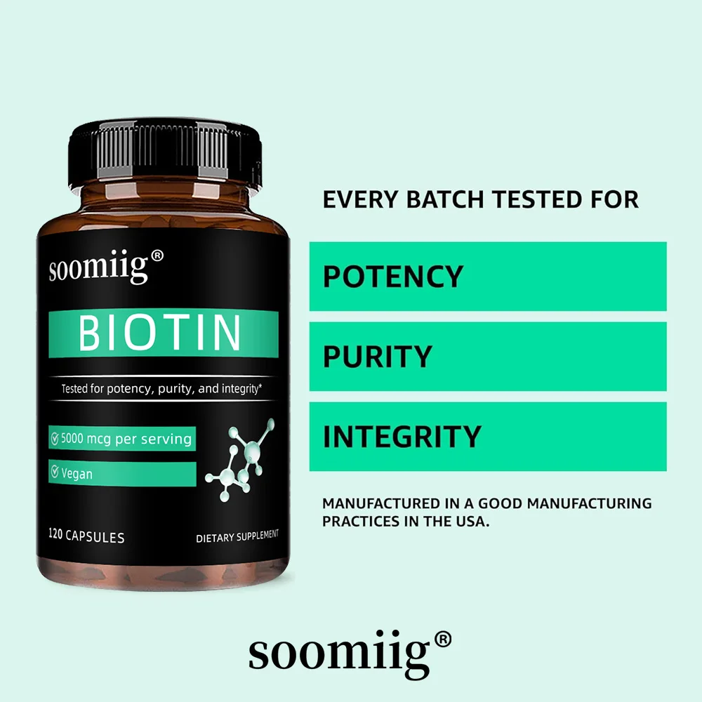 Biotin Supplement for Hair Health, Reduce Hair Fall & Boost Hair Growth, Glowing Skin & Fights Nail Brittleness (120 Capsules)