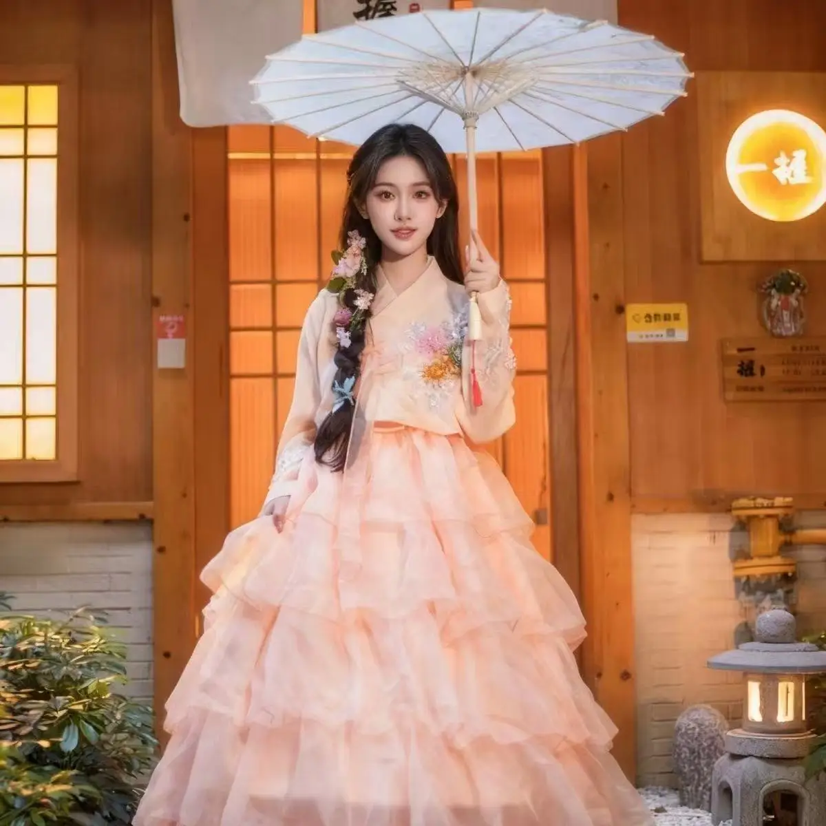 

Autumn Winter Women's Hanbok National Style Korean Floral Clothing High-end Court Uniform Yanji Travel Wedding Female Hanbok