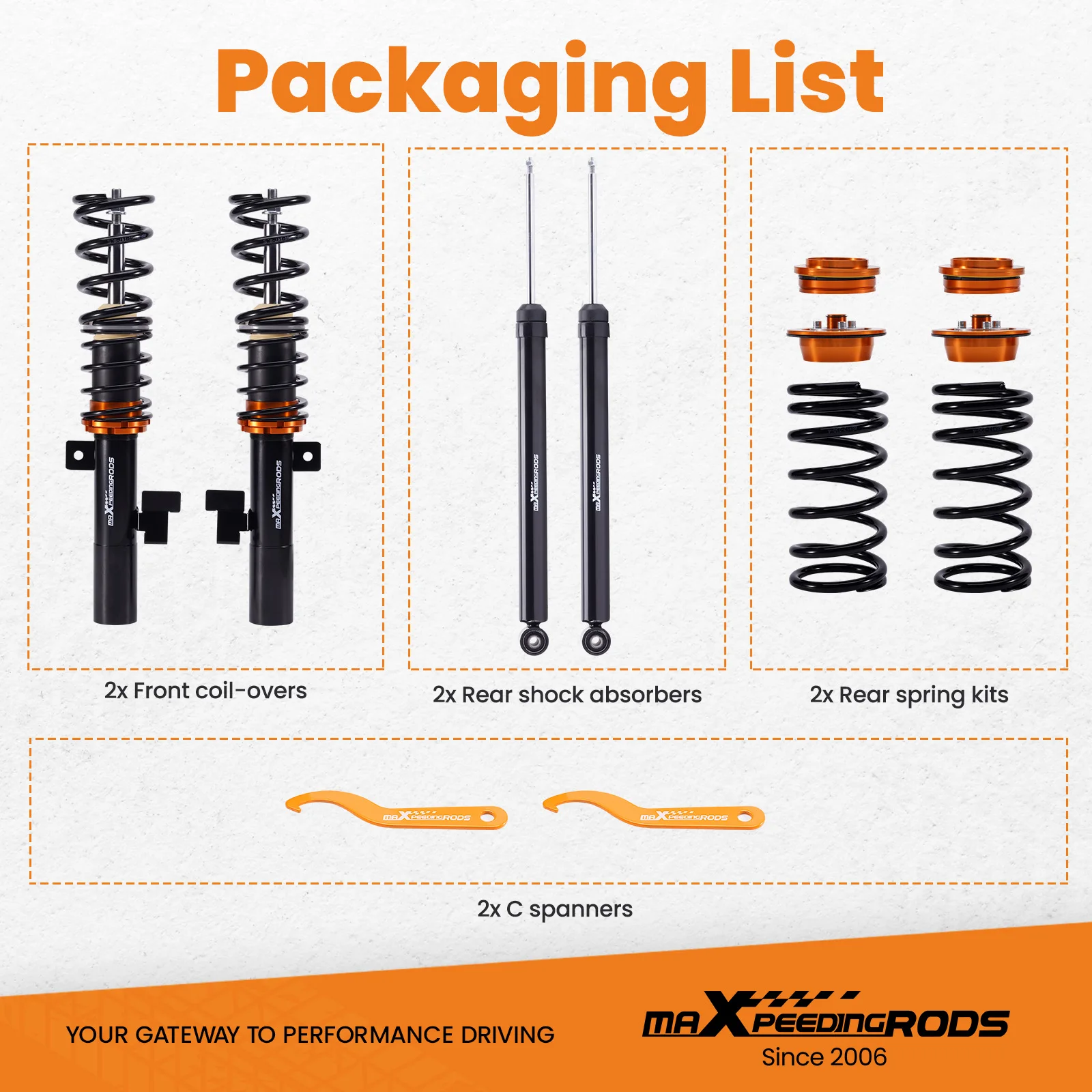 Coil Springs over Strut for Ford Focus MK2 2.5 ST ST 225 2005-2012 Coilovers	Coilover Suspension Shock  Lowering Kit