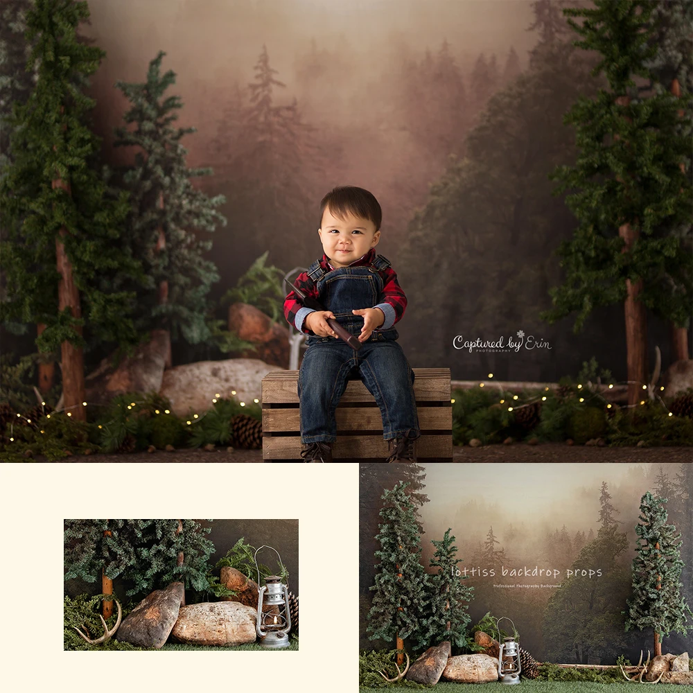 

Cozy Campground Backdrop Kids Cake Smash Props Birthday Photocall Props Child Baby Photography Wild Forest Background