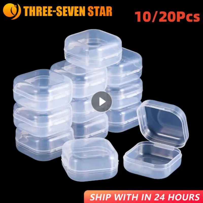 10/20pcs Small Boxes Square Transparent Plastic Box Jewelry Storage Case Finishing Container Packaging Storage Box For Earrings