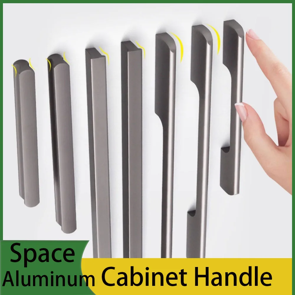 Modern Minimalist Starry Sky Grey Space Aluminum Cabinet Door Pulls Wardrobe Drawer Long Handle Furniture Hardware Fittings