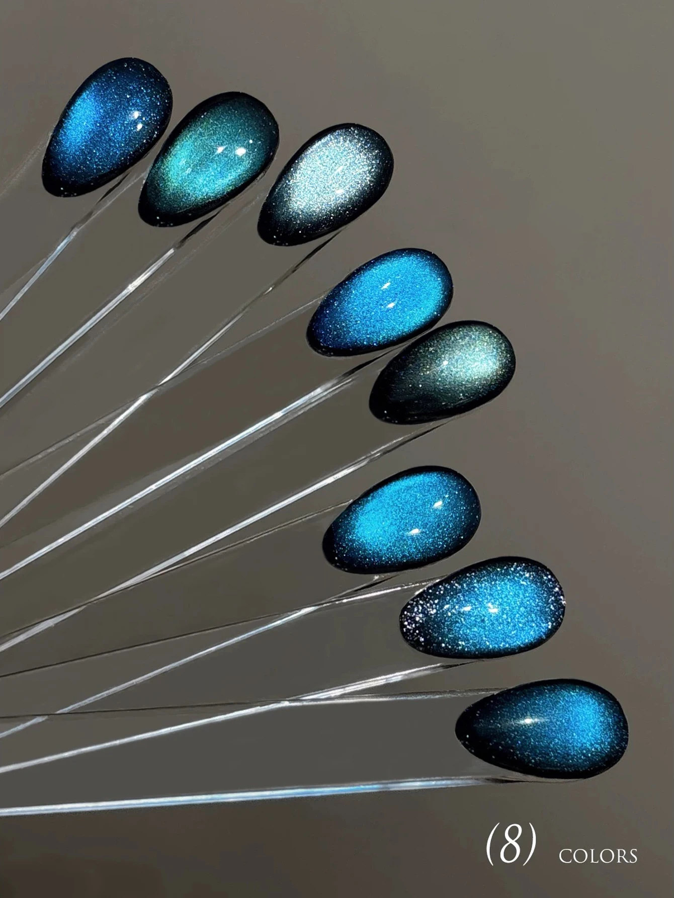 1-8 Uds. Esmalte de uñas en Gel con forma de ojo de gato con cuentas de vidrio azul, juego de esmaltes de uñas en Gel azul transparente con Flash para otoño e invierno, suministros para decoración de uñas