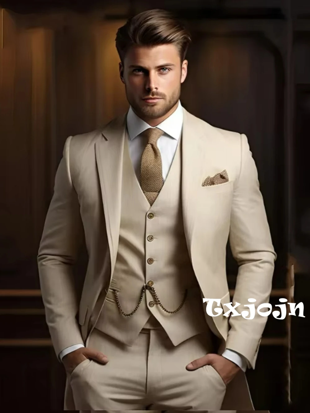 Multi-colors Male Suits 3 Pieces Jacket With Vest Pants Wedding Groom Sets Notched Lapel Men's Formal Business Office Suit Set