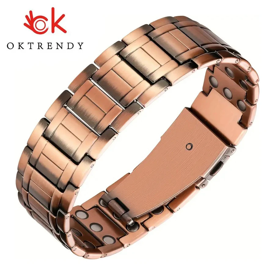 

OKtrendy Copper Bracelet for Men 3X Strength,Magnetic Therapy Bracelet Pure Copper Jewelry with Powerful 3500 Gauss Magnets