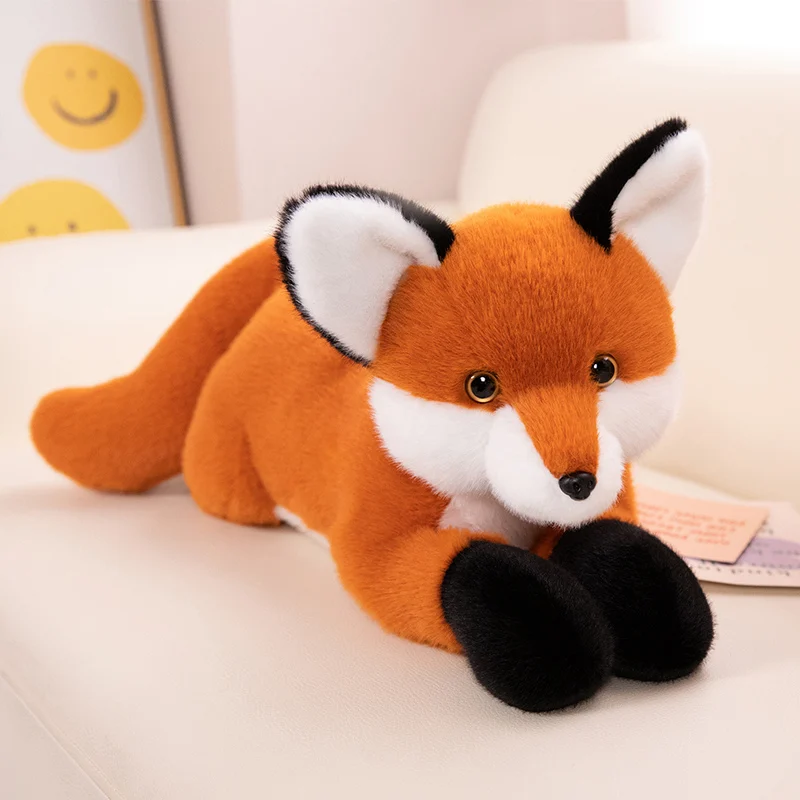 Big Size Furry Fox Plush Toys Lying White Orange Fox Soft Pillow Stuffed Animal Doll Cute Sofa Cushion Kids Christmas Gift