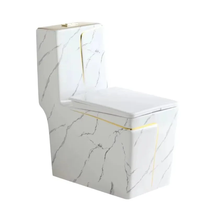 European Style Gold Color Ceramic Toilet Seat with Press Two-Stage Flushing ButtonSquare Design for Wholesale Middle East Market