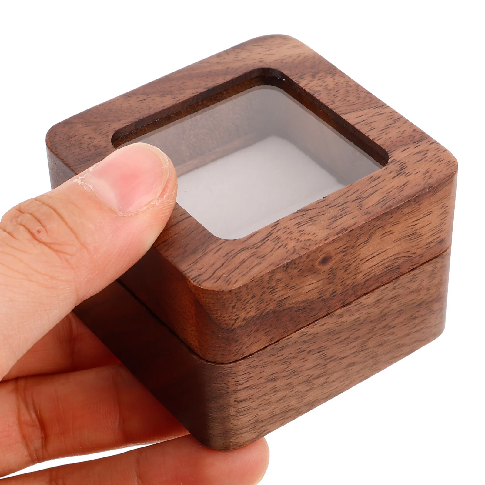 

Деревянная коробка для колец Компактный чехол для помолвки Держатель для свадебных украшений Маленькое хранилище для колец Серьги Деревянная коробка для колец Подарок для свадебного душа