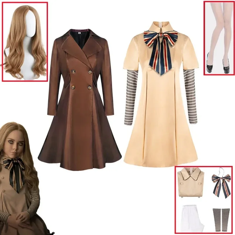 Robe uniforme de Cosplay M3GAN Megan, Costume d'halloween pour femmes et filles, 2023, 1S5H1