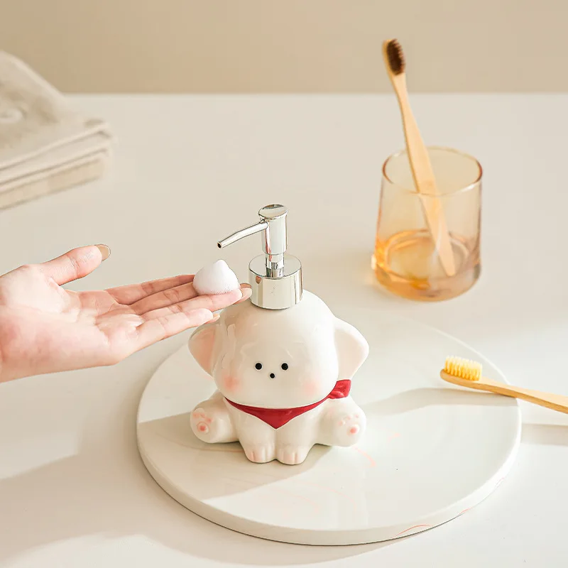 

Cute Cartoon Dog-Shaped Pump Dispenser High-End Appearance Refillable Bottles for Hand Soap/Body Wash/Laundry DetergentDish Soap